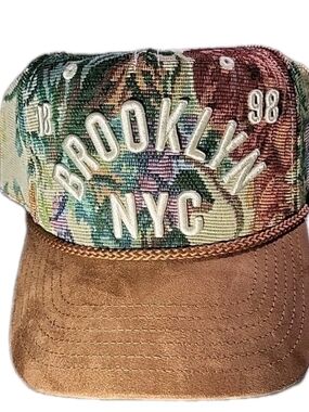 MAD Engine Brooklyn NYC Floral Multicolor Cap with Brown Suede Brim